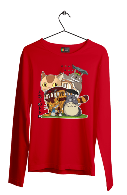 Men's longsleeve with prints Totoro. Adventures, anime, comedy drama, fantasy, film, my neighbor totoro, tv series. 2070702