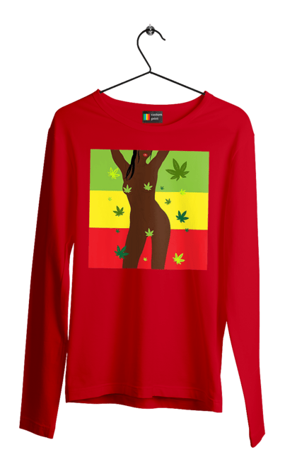 Чоловічий лонгслів з принтом "Гола Дівчина І Конопля". Гола, конопля, курити, сиськи. 2070702