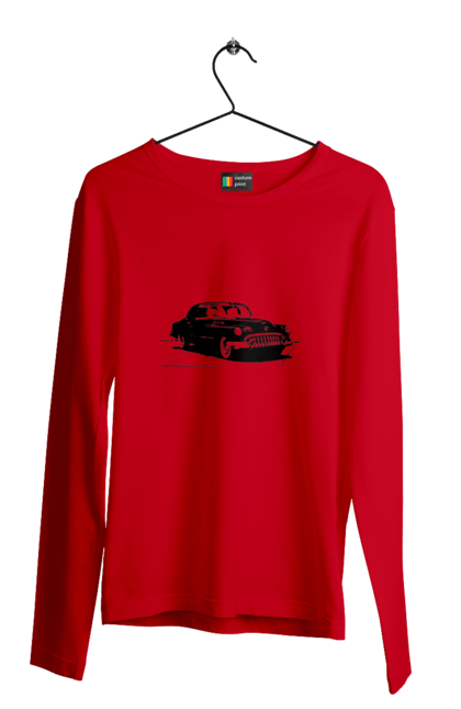 Чоловічий лонгслів з принтом "Авто.6". Авто, графіка, малюнок, ретро авто, чорно-білий. 2070702