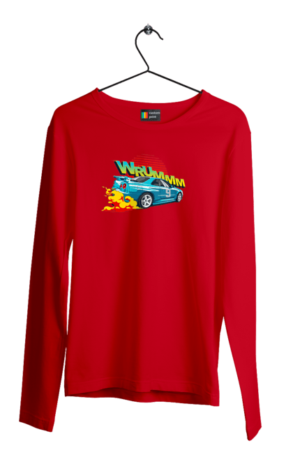 Чоловічий лонгслів з принтом "Авто". Авто, вогонь, вулиці, денги, дрифт, спорт, спортивне авто, швидкість. 2070702