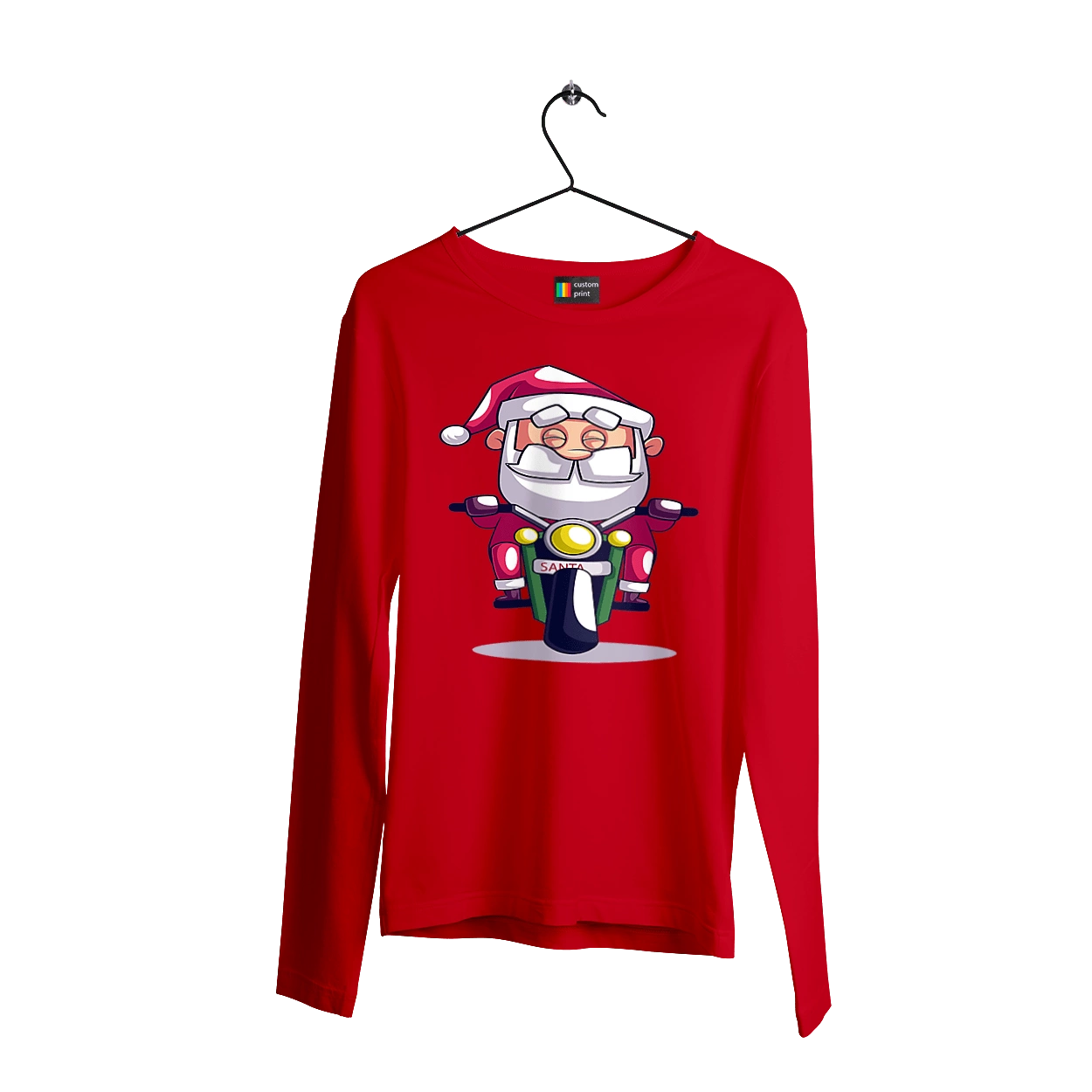 Happy Santa on a motorcycle