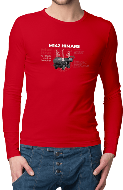 Чоловічий лонгслів з принтом "M142 HIMARS англійська". Himars, m142 himars, залужний, зброя. 2070702