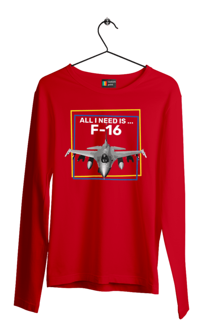 Чоловічий лонгслів з принтом "F16". F16, himars, залужний, зброя, літак. 2070702