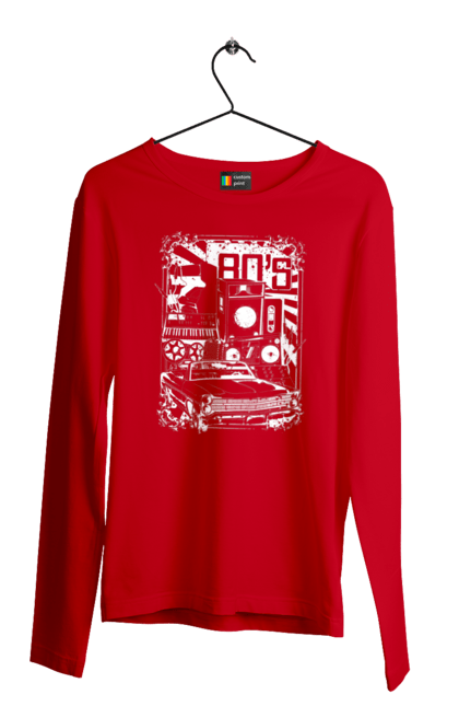 Чоловічий лонгслів з принтом "80 Е, Машина І Музика". 80, 80ті, машина, музика. 2070702