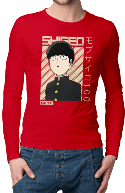 Чоловічій лонгслів з принтом "Mob Psycho 100". Anime, manga, mob psycho 100, shigeo kageyama, аніме, манга, моб, моб-вар ят 100, сігео кагеяма, шіґео каґеяма. 2070702