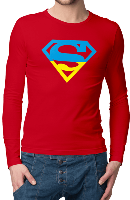 Чоловічий лонгслів з принтом "Україна супер". Символіка, супер, україна. 2070702