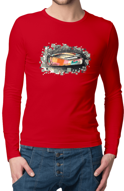 Чоловічий лонгслів з принтом "Пенал Авторський малюнок". Ексклюзив, канцтовари, малюнок, малюнок від руки, олівець, пенал, ручка, школа. 2070702