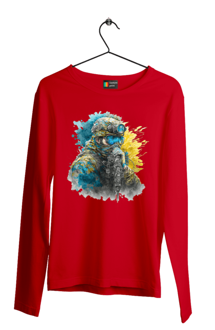 Чоловічий лонгслів з принтом "Снайпер ЗСУ". Армія, зсу, прапор україни, символи україни, снайпер, солдат, україна. 2070702