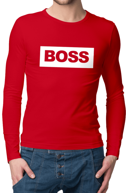 Чоловічій лонгслів з принтом "Boss". Босс, головний, господар, директор, шеф. futbolka.stylus.ua