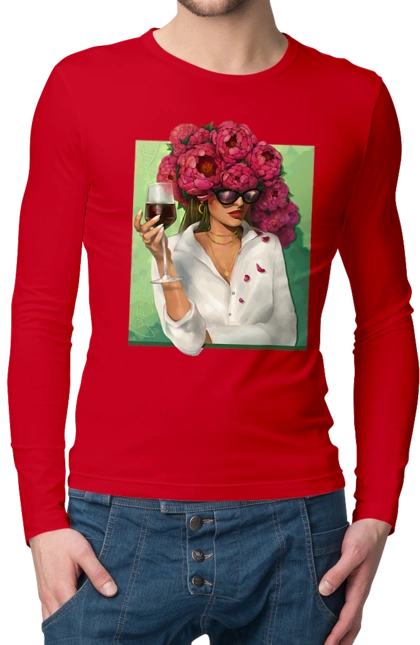 Дівчина з півоніями та келихом