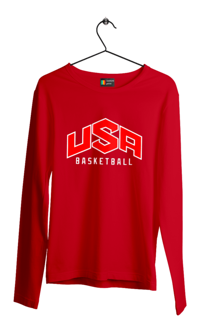 Чоловічій лонгслів з принтом "Баскетбол США". Basketball, usa, usa basketball, баскетбол, команда, спорт, спортивна команда, сша. 2070702