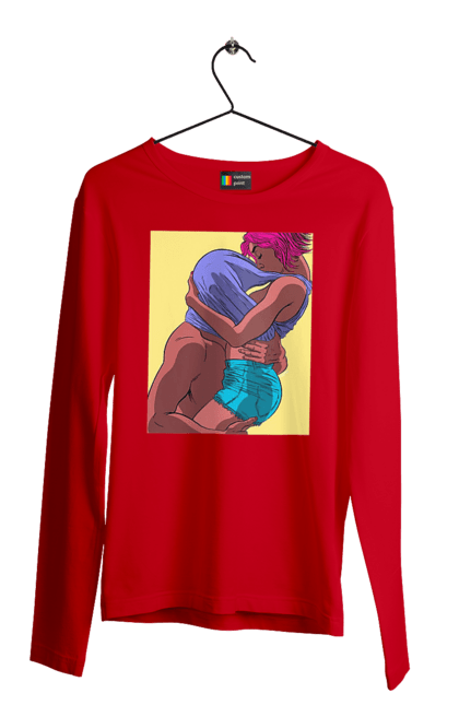 Чоловічий лонгслів з принтом "Чоловік Під Майкою У Дівчата". Пристрасть, сиськи. 2070702