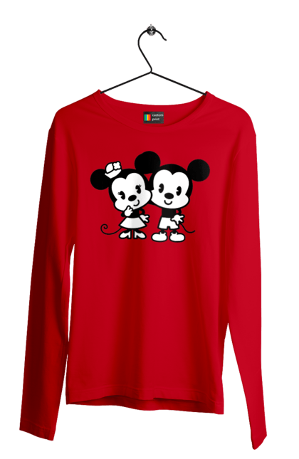 Чоловічій лонгслів з принтом "Міккі Маус та Мінні Маус". Mickey mouse, minnie mouse, дісней, міккі, міккі маус, мінні маус, мультфільм. 2070702