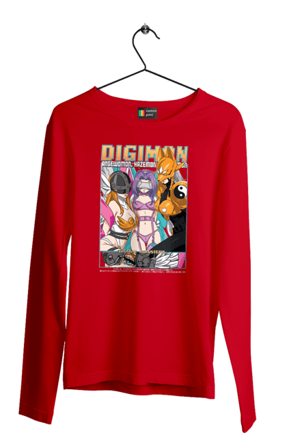 Men's longsleeve with prints Digimon. Bandai, digimon, digital monsters, media franchise, virtual pets. 2070702