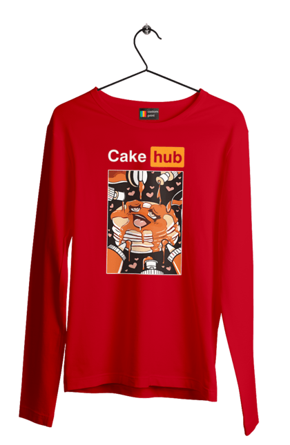 Чоловічий лонгслів з принтом "Кейк Хаб". Брутальна, гумор, кейк хаб, порн хаб, прикол. 2070702