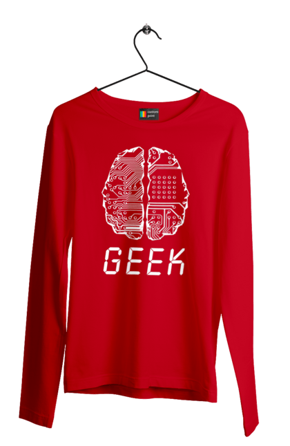 Чоловічий лонгслів з принтом "Гик Мозок". Айті, айтішник, гик, знання, інженер, кібер, кібернетика, кіборг, код, комп, комп’ютерник, кристал, мікросхема, мозок, програміст, професіонал, професссія, розробник, розум, чіп. 2070702