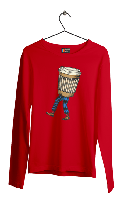 Чоловічий лонгслів з принтом "Людина Кава". Кава. 2070702