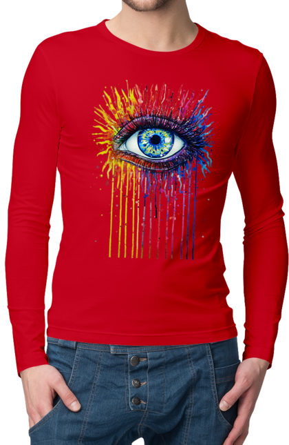 Men`s longsleeve with prints Colorful Flowing Eye. Eye, paints. 2070702