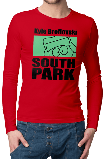 Men's longsleeve with prints South Park Kyle. Cartoon series, kyle, kyle broflovski, south park. 2070702