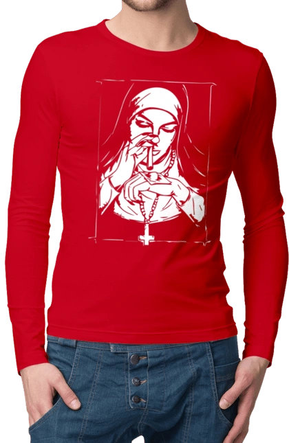 The nun sniffs the powder