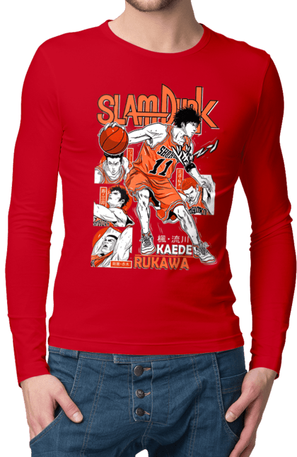 Men's longsleeve with prints Slam Dunk Kaede Rukawa. Anime, basketball, comedy, kaede rukawa, manga, school, shonen, slam dunk, sports anime. 2070702