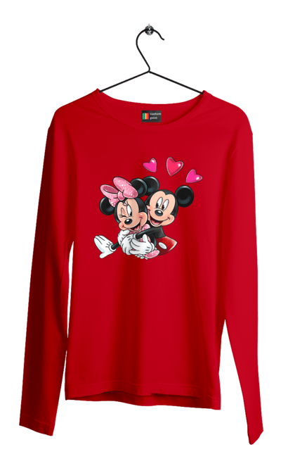 Чоловічій лонгслів з принтом "Міккі Маус та Мінні Маус". Mickey mouse, minnie mouse, дісней, міккі, міккі маус, мінні маус, мультфільм. 2070702