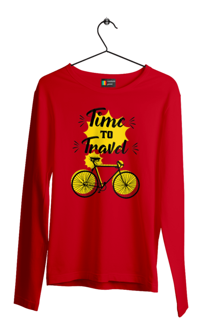 Men`s longsleeve with prints Travel Time, Bicycle. Bicycle, time, travel. 2070702