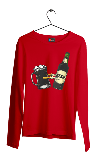Men`s longsleeve with prints Bottle Of Beer With A Glass Of Beer. Beer, bottle, wineglass. 2070702