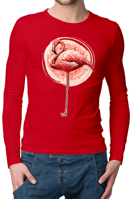 Men`s longsleeve with prints Flamingo Art. Animal, flamingo, pink flamingo. 2070702