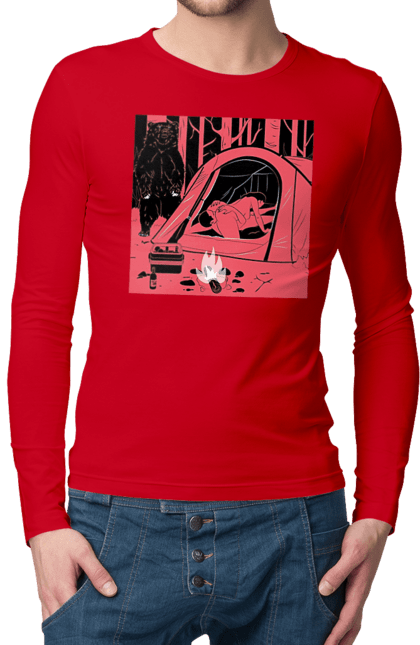 Men`s longsleeve with prints 69 In The Tent. 69, bear, forest, sex, tent. 2070702