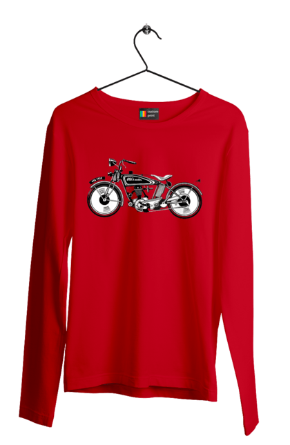 Чоловічий лонгслів з принтом "Мотоцикл Ретро". Мото, мотоцикл, ретро. 2070702