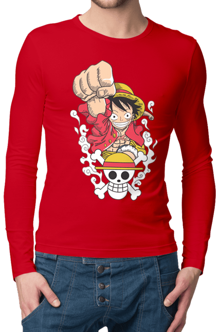 Men's longsleeve with prints One Piece Luffy. Anime, luffy, manga, monkey de luffy, one piece, pirates. 2070702