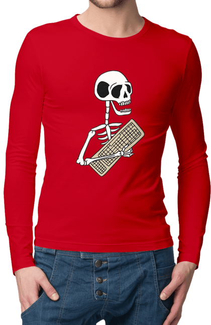 Чоловічий лонгслів з принтом "Вічний кодер". Ай ті, айтішник, бінарний, код, програміст, розробник, хакер. 2070702