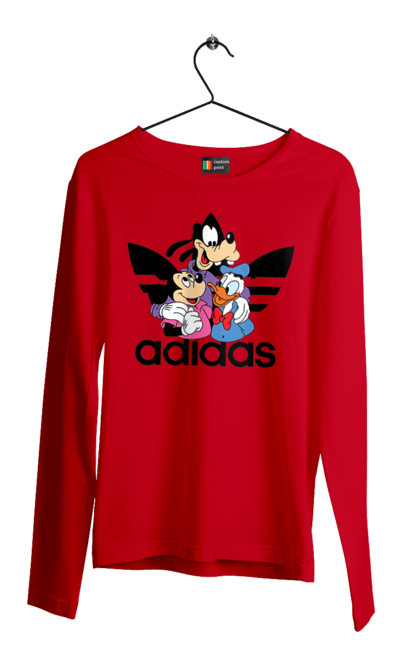 Чоловічій лонгслів з принтом "Adidas Міккі Маус". Adidas, mickey mouse, адідас, дісней, міккі, міккі маус, мультфільм. 2070702