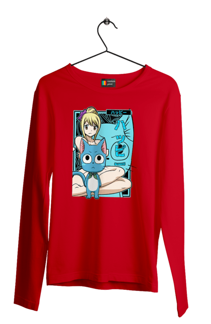 Чоловічій лонгслів з принтом "Хвіст Феї Люсі Хартфілія". Fairy tail, happy, lucy heartfilia, аніме, люсі, люсі хартфілія, манга, хвіст феї, хеппі. 2070702