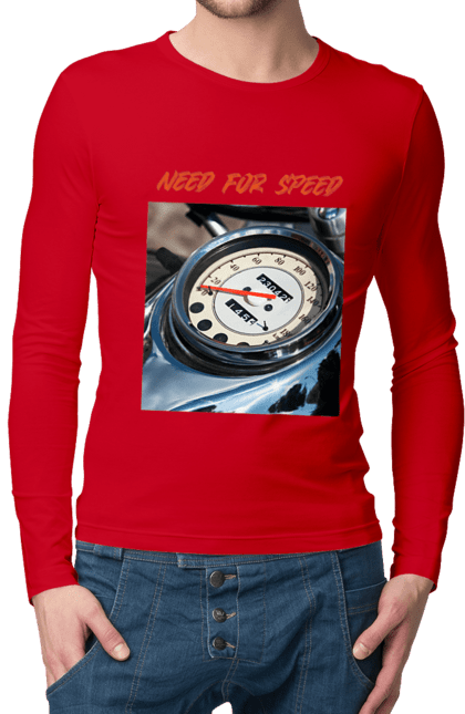 Men`s longsleeve with prints Moto3. Biker, dear, lifestyle, motorcycle, retro, speed, speedometer. 2070702