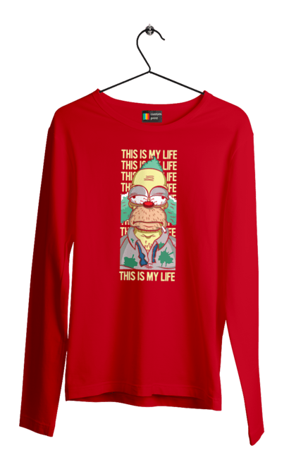 Men's longsleeve with prints THIS IS MY LIFE KRUSTY plus. Clown, krusty, krusty the clown, simpsons. 2070702