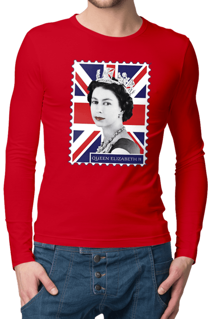 Men's longsleeve with prints Queen Elizabeth II. Britain, british, england, platinum jubilee, queen, queen elizabeth, queen elizabeth ii, rip queen elizabeth. 2070702