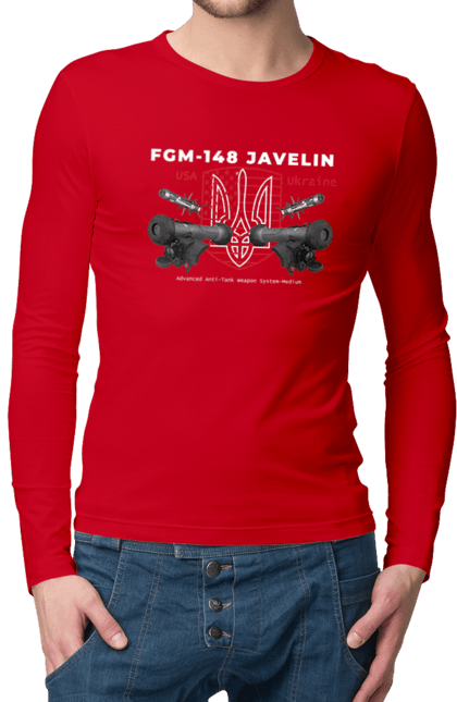 Мужской лонгслив с принтом FGM 148 Javelin. Caesar, himars, javelin, nlaw, patriot, weapon, zaluzhny. 2070702