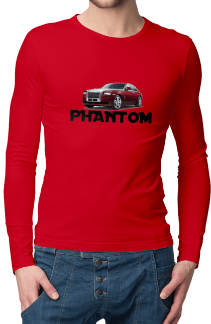 Чоловічий лонгслів з принтом "Ролс ройс". Авто, автомобіль, люкс клас, ролс ройс, седан, фантом. 2070702