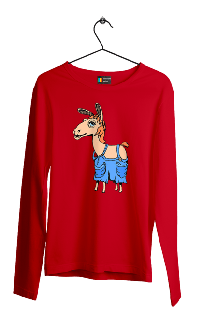 Чоловічий лонгслів з принтом "Лама В Комбінезоні". Комбінезон, лама. 2070702