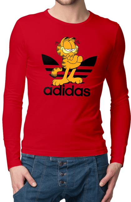 Чоловічій лонгслів з принтом "Adidas Гарфілд". Adidas, garfield, адідас, гарфілд, голод, кінокомедія, кіт, комедія, фільм. 2070702