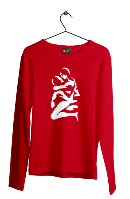 Чоловічий лонгслів з принтом "Білі Тіла". Жінка, контур, тіла, чоловік. 2070702