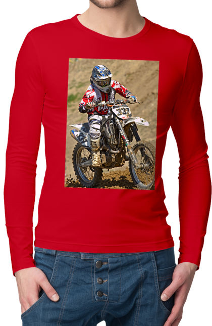Мужской лонгслив с принтом МОТОГОНЩИК. Мото, мотогонщик, мотоцикл, спорт, спортсмен. 2070702