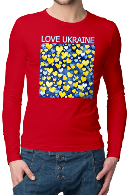 Чоловічий лонгслів з принтом "Люблю Україну". Люблю україну, любов, серце, символи україни, україна, українська символіка. 2070702