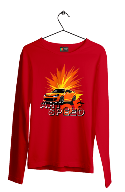 Чоловічий лонгслів з принтом "Мистецтво швидкості". Авто, автомобіліст, автомобіль, водій, швидкість. 2070702