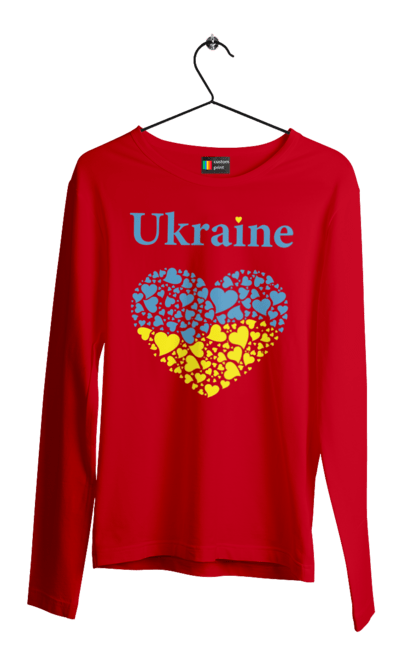Чоловічий лонгслів з принтом "Ukraine Heart". Прапор, серце, україна. 2070702