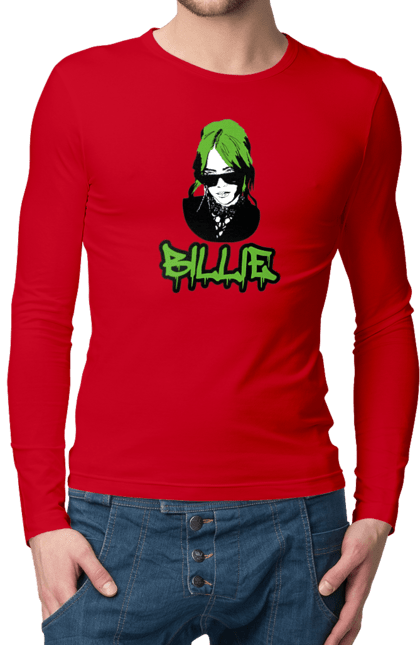 Чоловічий лонгслів з принтом "Billie Eilish". Активістка, біллі айліш, мизукант, права, співачка, тварини. 2070702