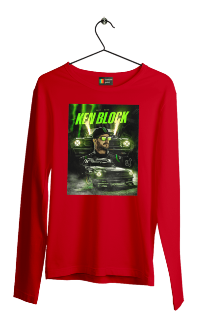 Мужской лонгслив с принтом Кен Блок. Ken block, гонщик, кен блок, машины. 2070702