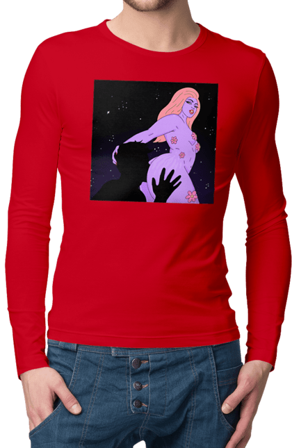 Чоловічий лонгслів з принтом "Фіолетова Дівчина". Дівчина, тіло. 2070702